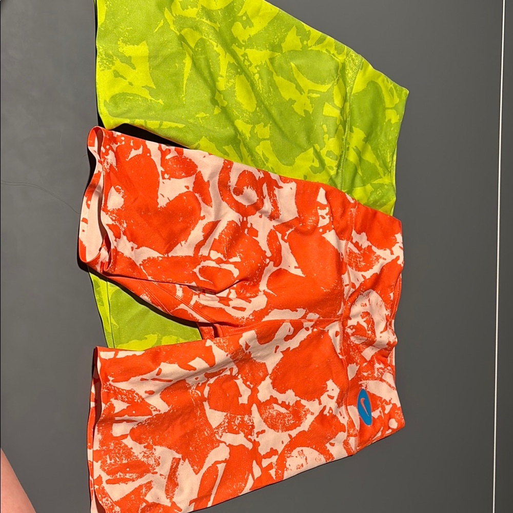 Nike Orange and Green Athletic Shorts